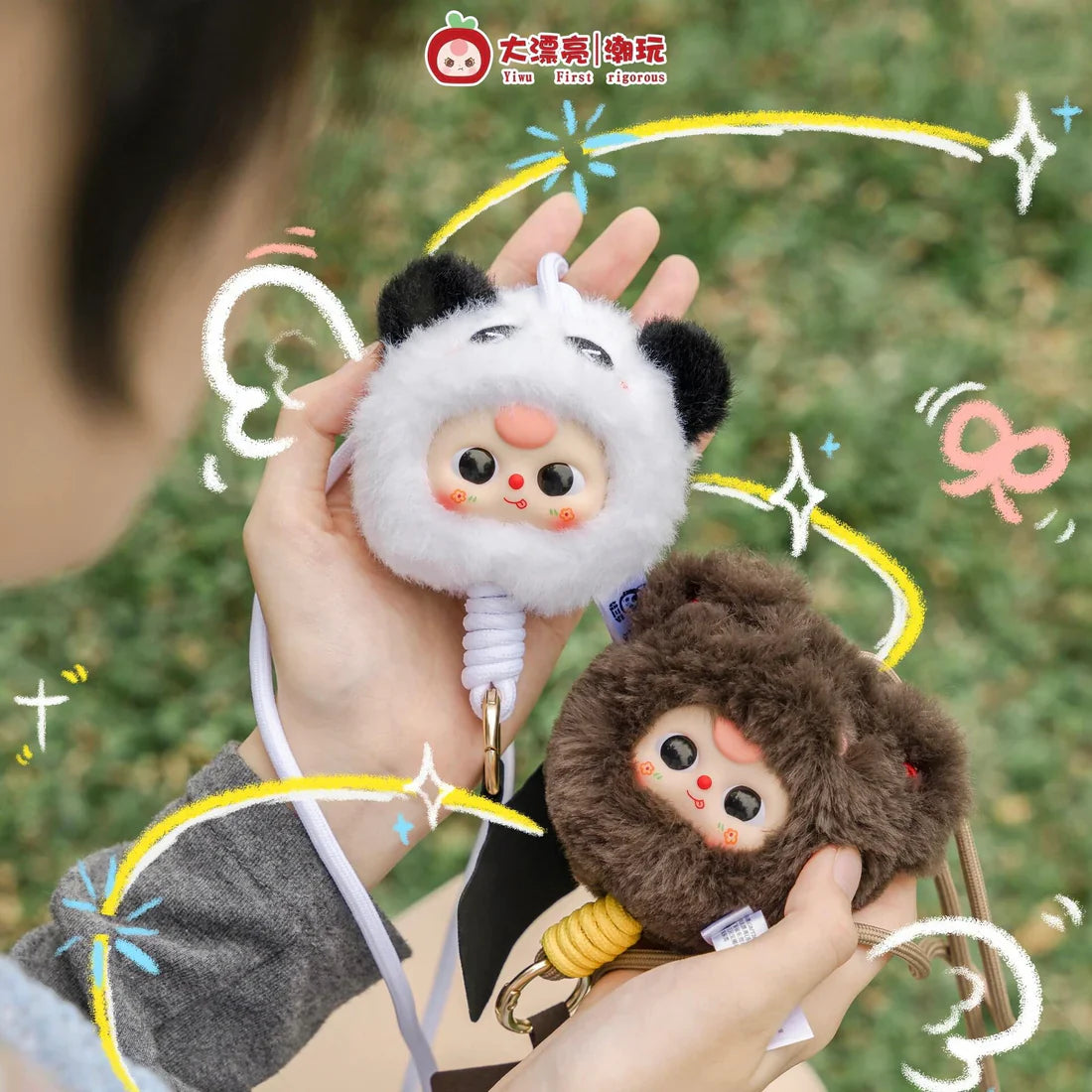 【T032】Baby Three Mobile Phone Lanyard Plush Blind Box